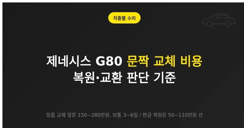 제네시스 G80 문짝 교체, 앞문·뒷문 비용 범위와 복원·교환 판단