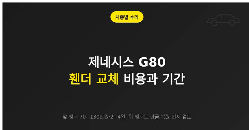 제네시스 G80 휀더 교체 시 비용과 기간에 영향을 주는 차종 특성 안내