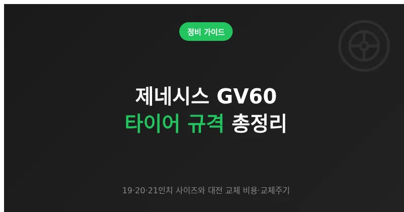 제네시스 GV60 타이어 규격 총정리: 휠별 사이즈·대전 교체 비용·교체주기 데이터